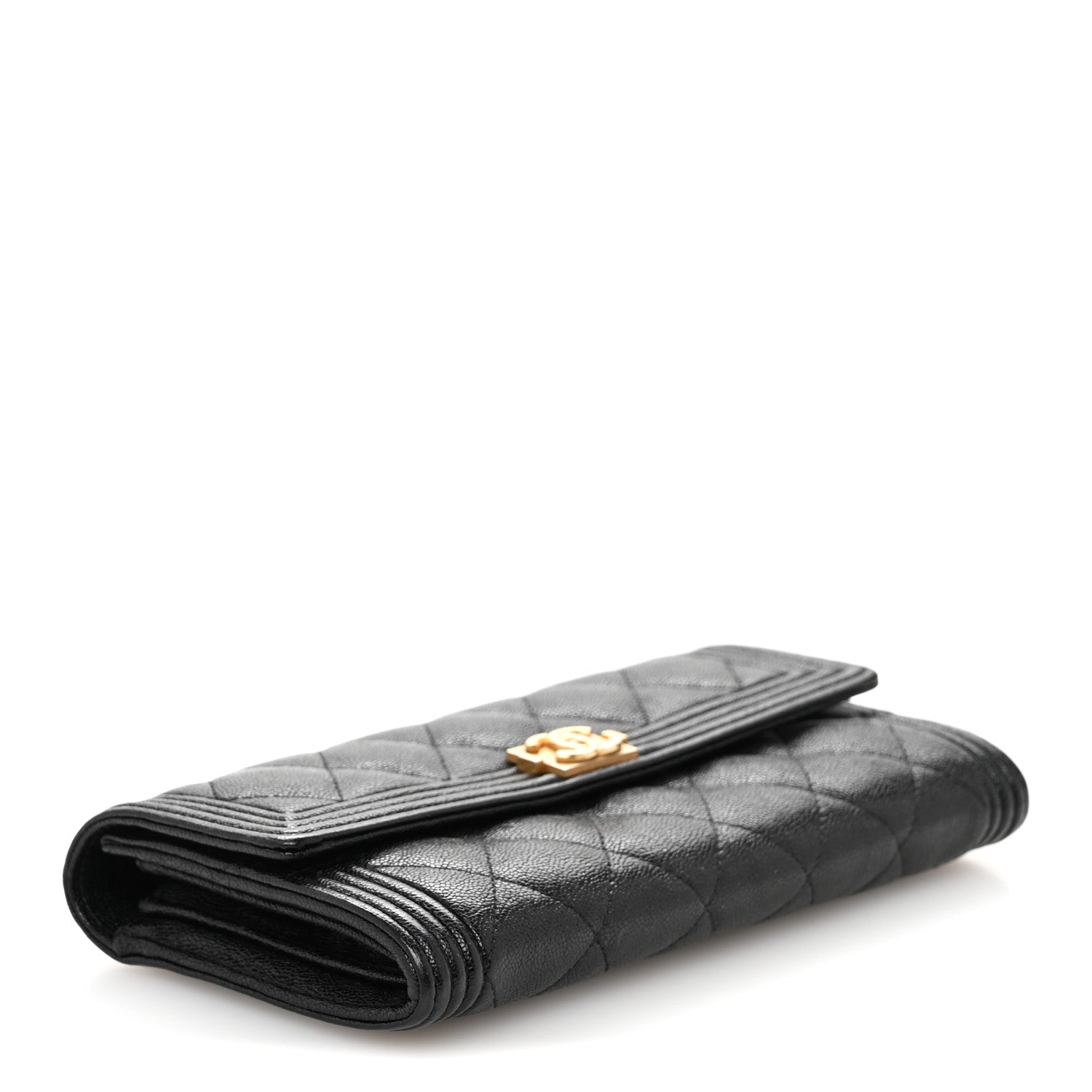 Chanel Caviar Quilted Large Boy Gusset Flap Wallet Black 4 of 12