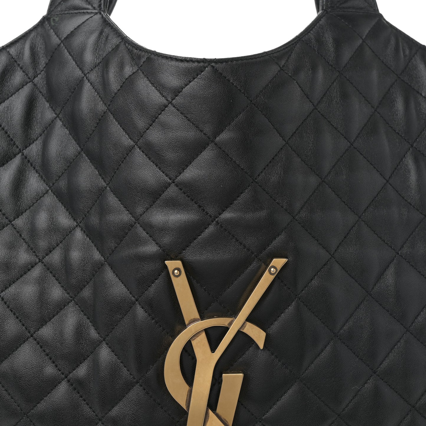 Lambskin Quilted Maxi Icare Shopping Tote Black
