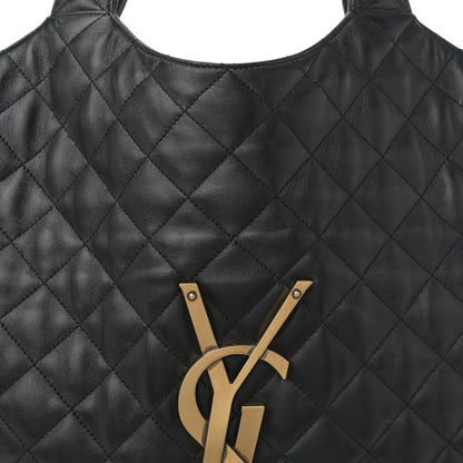 Saint Laurent Lambskin Quilted Maxi Icare Shopping Tote Black 17 of 23