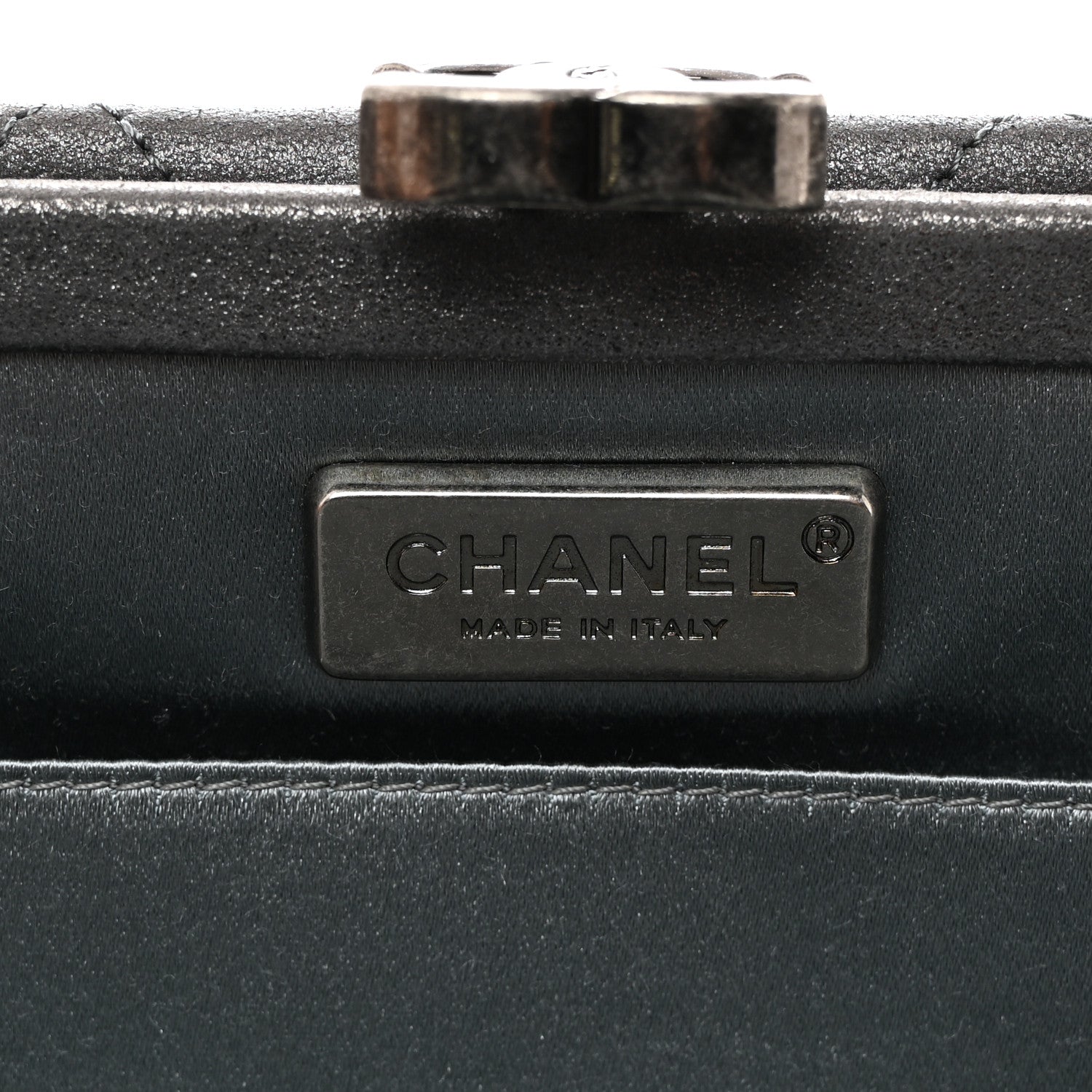 Chanel Iridescent Lambskin Crystal Quilted Clutch Dark Grey 6 of 7