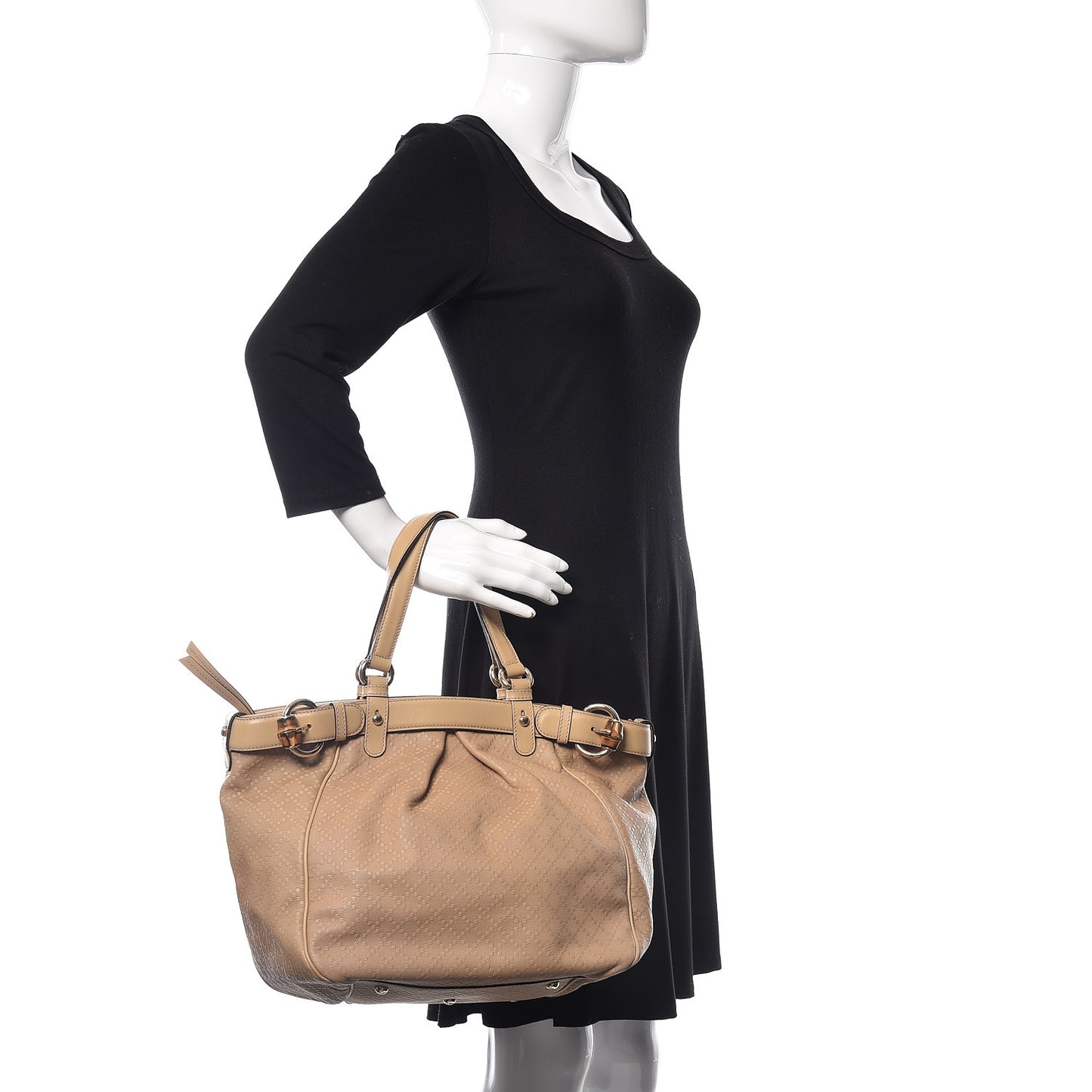 Diamante Medium Bamboo Buckle Tote Beige