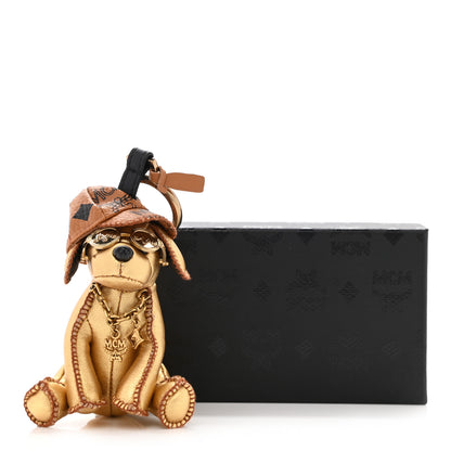 MCM Metallic Visetos Dog Key Ring Bag Charm Gold Cognac 6 of 6