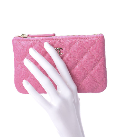 Caviar Quilted Coin Purse Case Pink