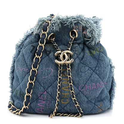 Chanel Denim Quilted Small Mood Bucket With Chain Blue Multicolor 1 of 9