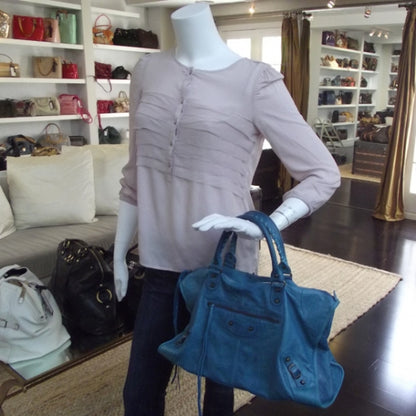 Balenciaga Leather Work Turquoise 2 of 14