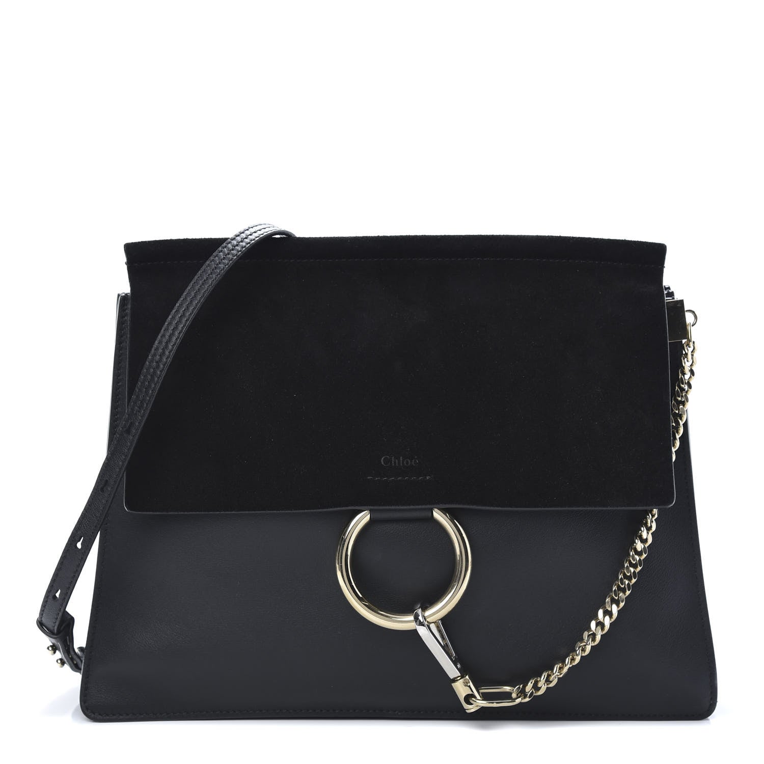 Chloe Suede Calfskin Medium Faye Shoulder Bag Black 1 of 14