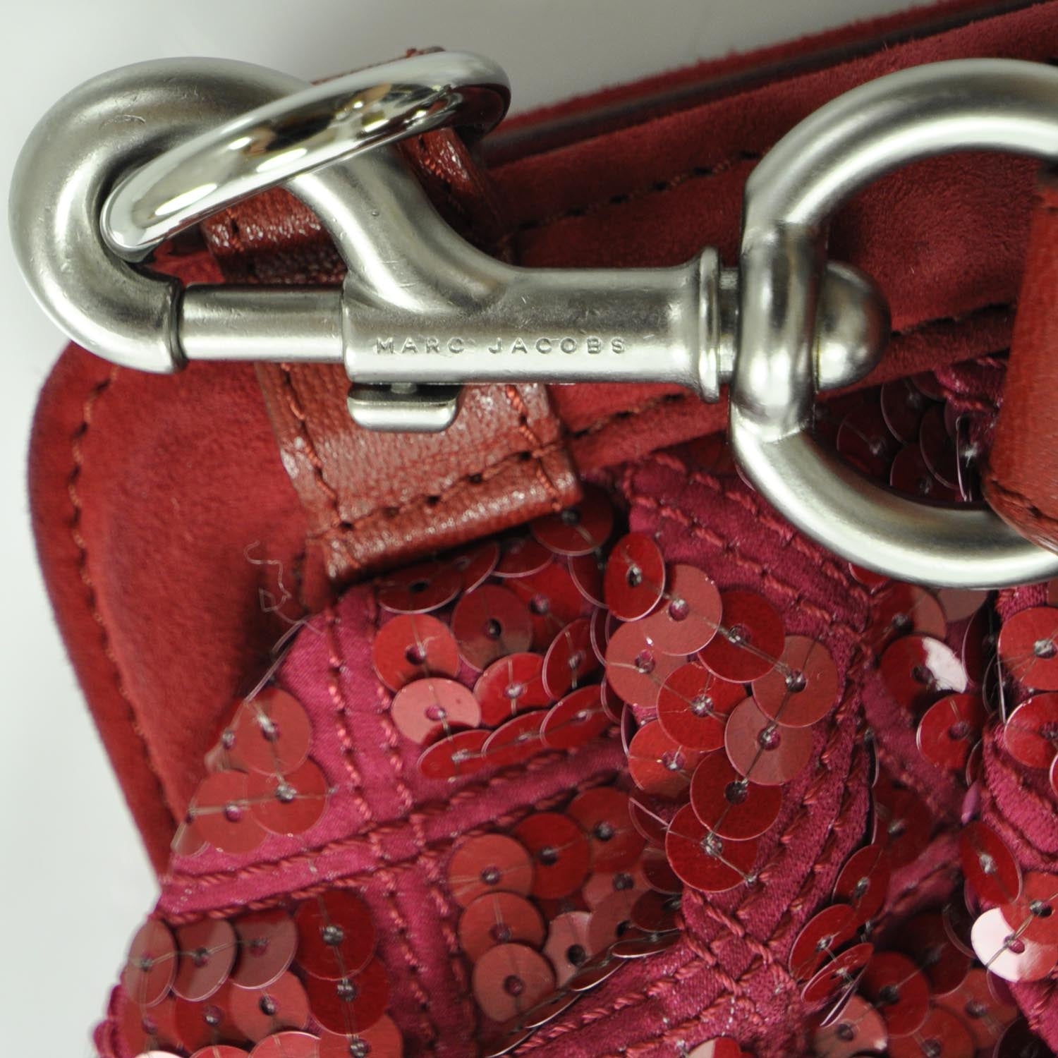 Marc Jacobs Suede Sequin Bubble Quilted Shopper Tote Red 7 of 12