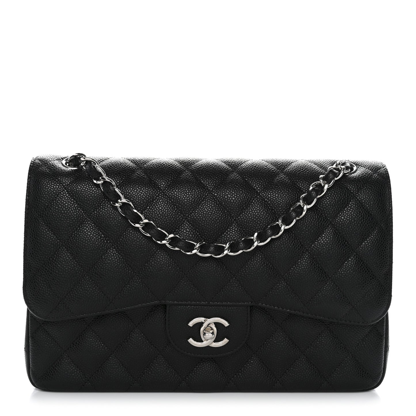 Caviar Quilted Jumbo Double Flap Black