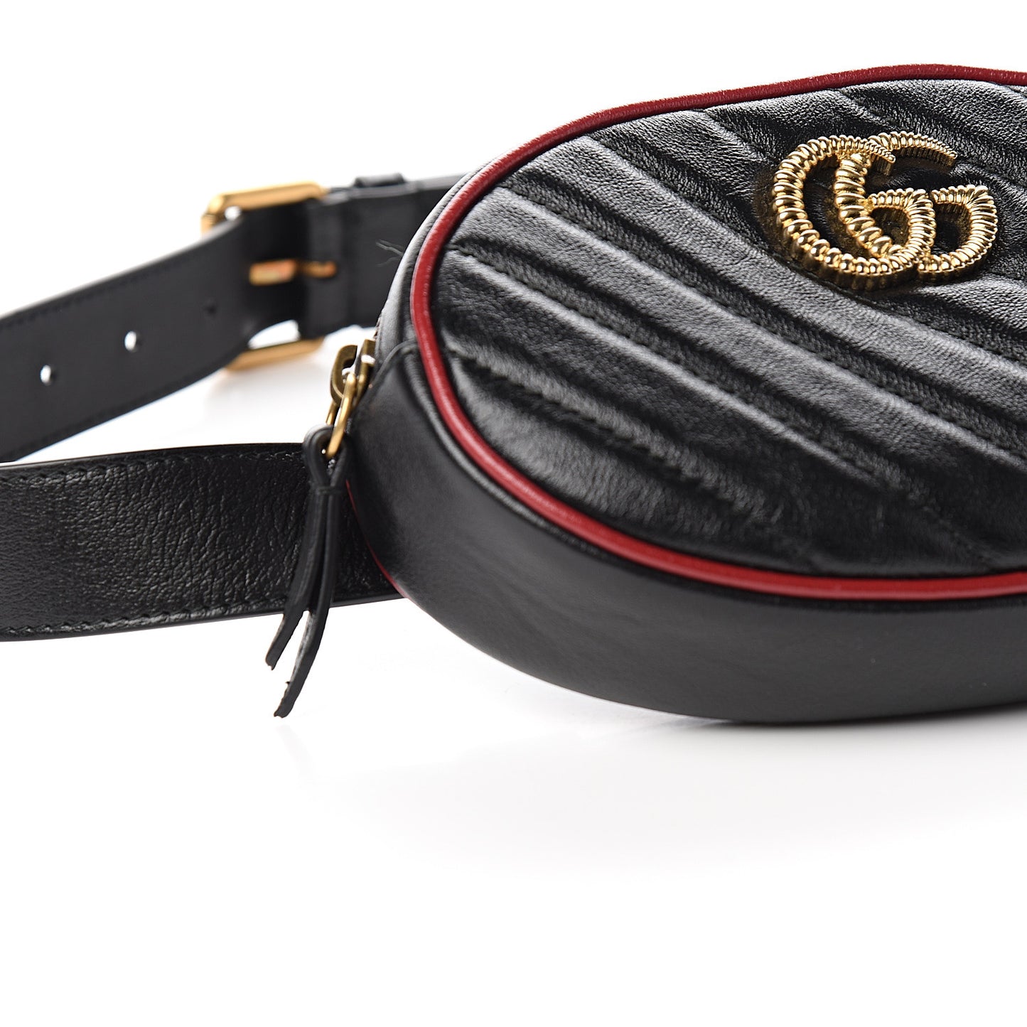 Azalea Calfskin Matelasse Diagonal Torchon GG Marmont Belt Bag 85 34 Black Romantic Cerise