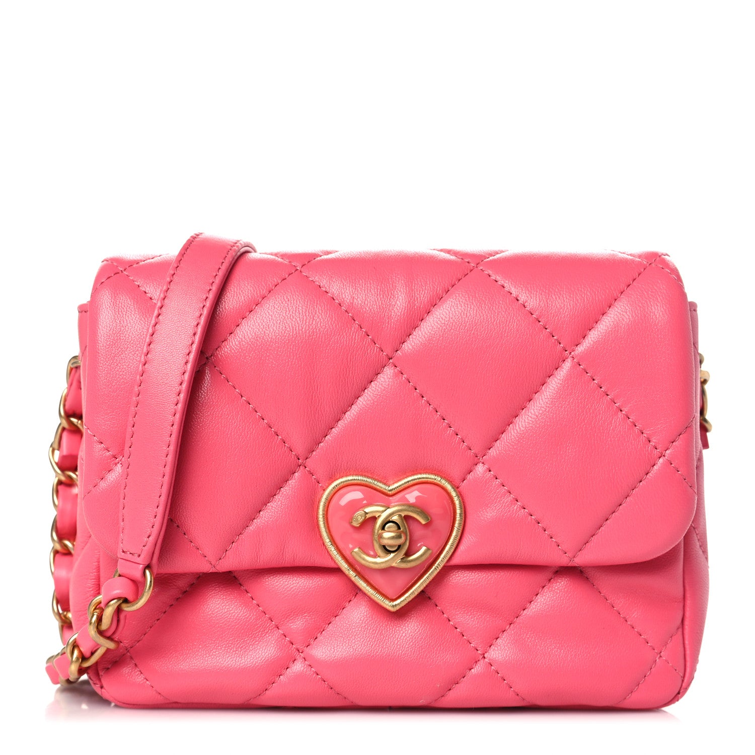 Chanel Lambskin Plexiglass Quilted Coco Love Mini Flap Pink 1 of 9