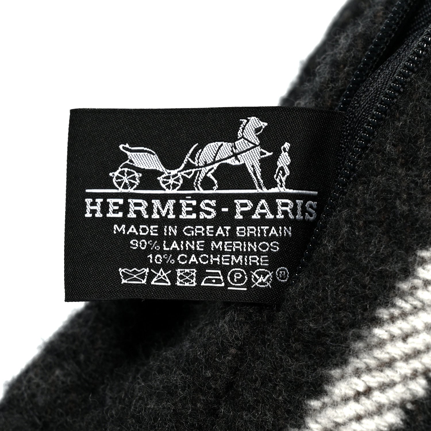 Hermes Wool Cashmere Avalon Pillow PM Ecru Gris Fonce 3 of 3