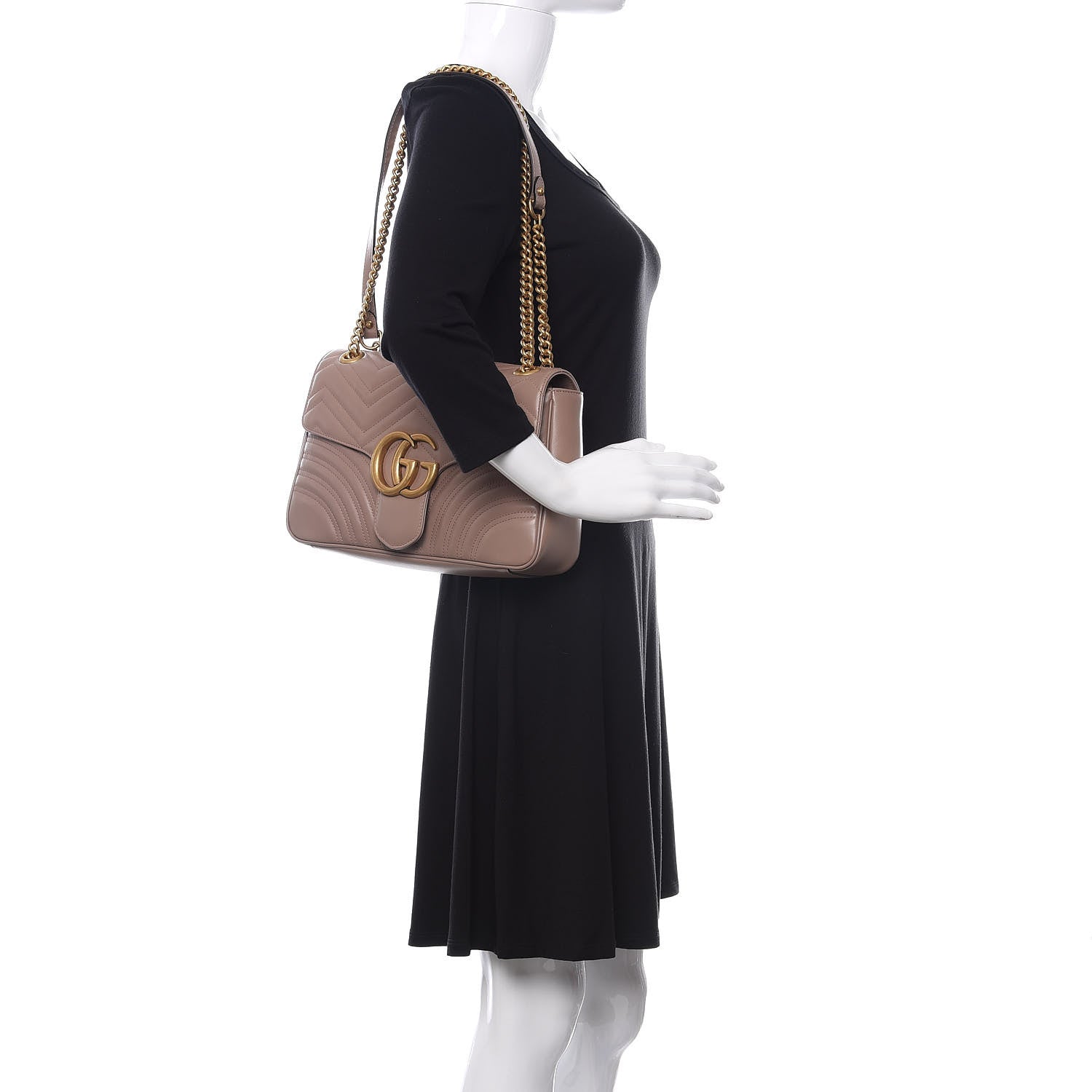 Gucci Calfskin Matelasse Medium GG Marmont Shoulder Bag Porcelain Rose 2 of 10