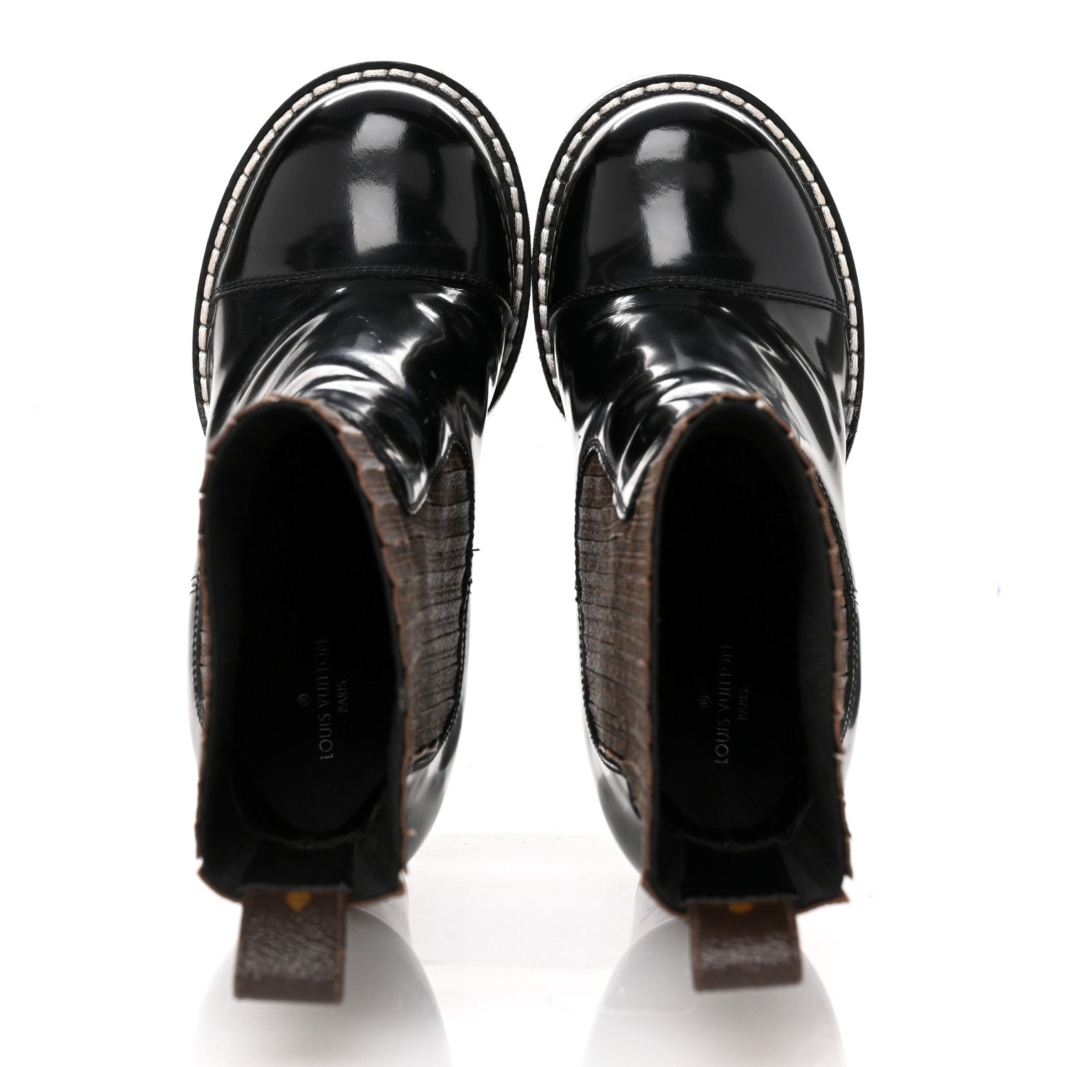 Louis Vuitton Patent Nano Monogram Ankle Star Trail Boots 37 Black 2 of 13