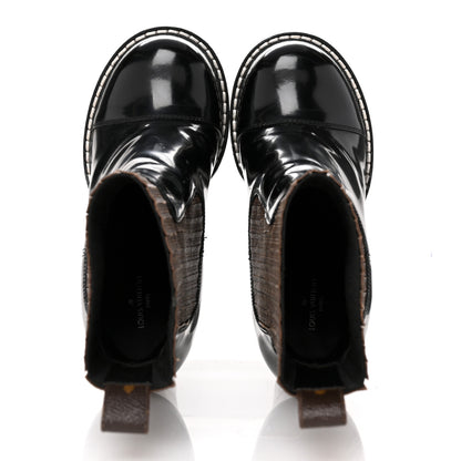 Louis Vuitton Patent Nano Monogram Ankle Star Trail Boots 37 Black 2 of 13