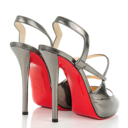 Christian Louboutin Metallic Gloss Cross Street 120 Sandals 37.5 Lichen 4 of 8