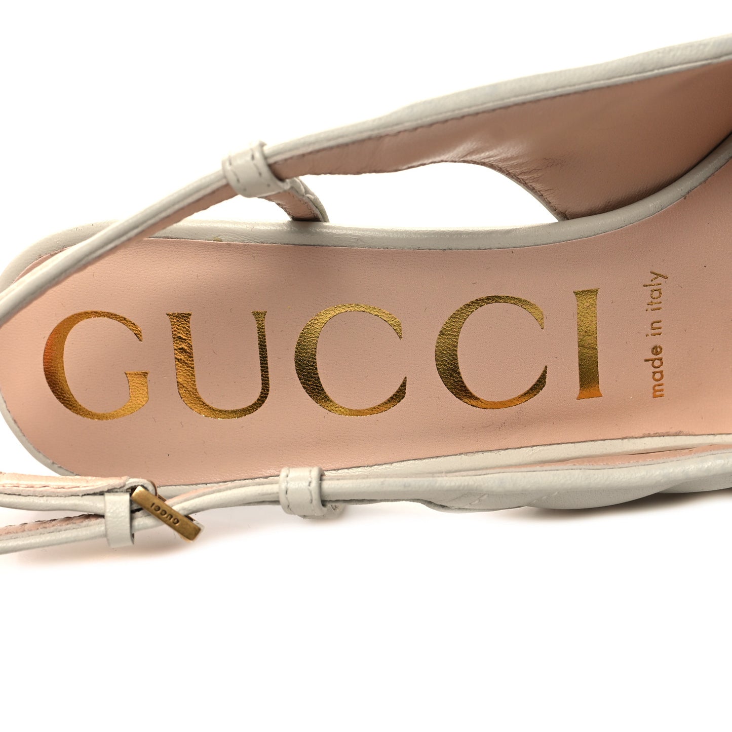 Nappa Charlotte Chevron Matelasse Double G 75mm Slingback Pumps 36.5 Mystic White