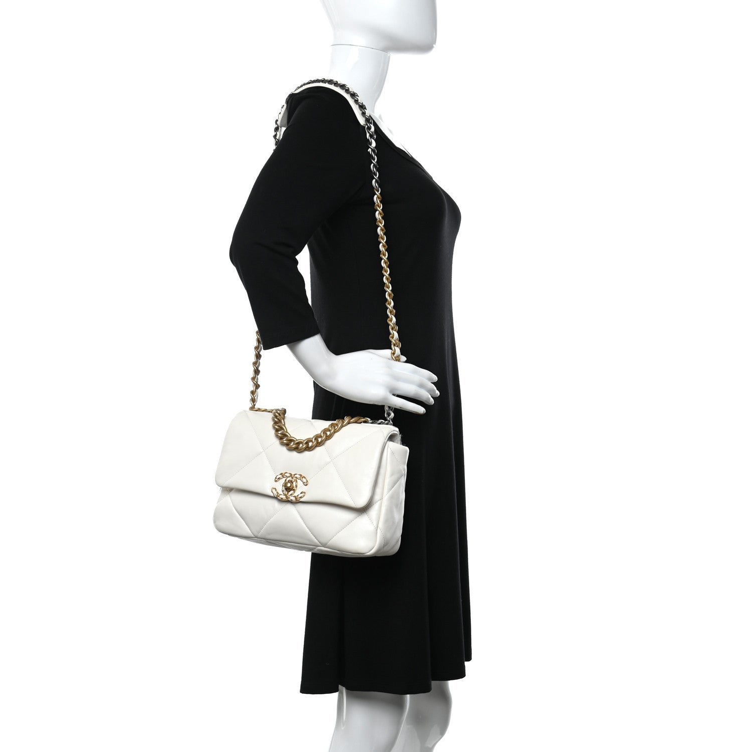 Chanel Lambskin Quilted Medium Chanel 19 Flap White 2 of 11