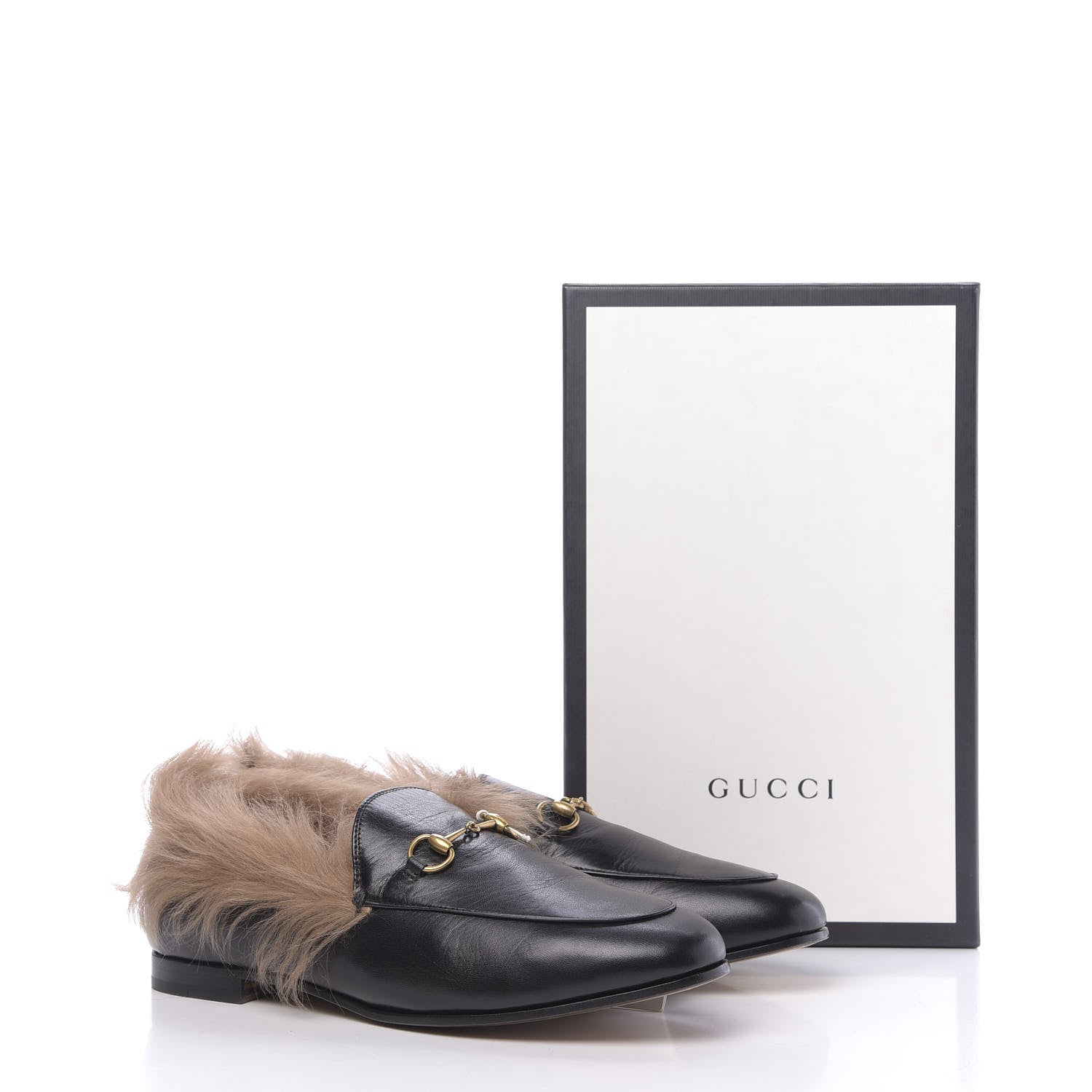 Gucci Malaga Kid Fur Womens Jordaan Loafers 41 Black Natural 12 of 12