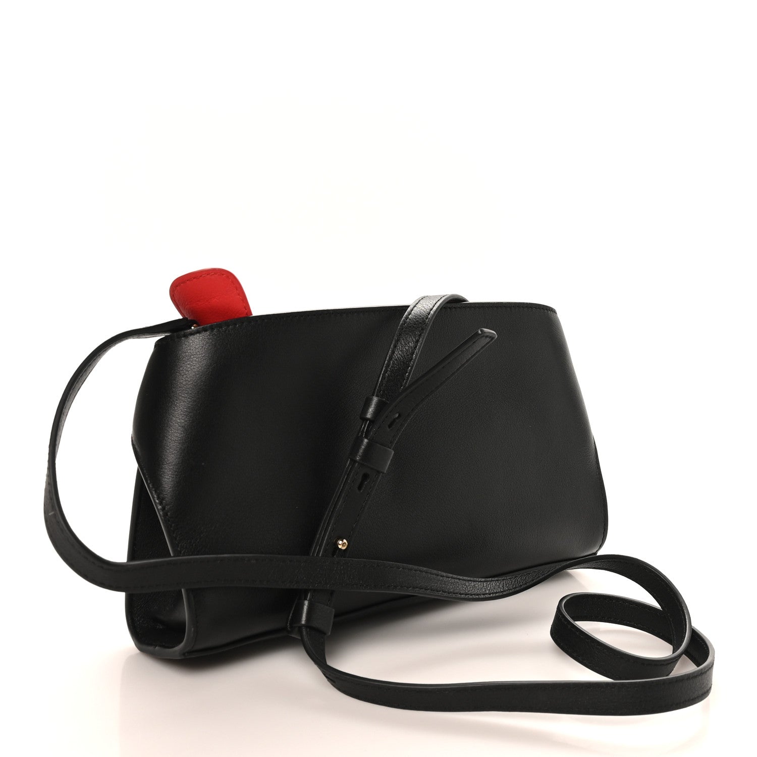 Salvatore Ferragamo Calfskin Mini Hug Crossbody Bag Black Flame Red 2 of 9