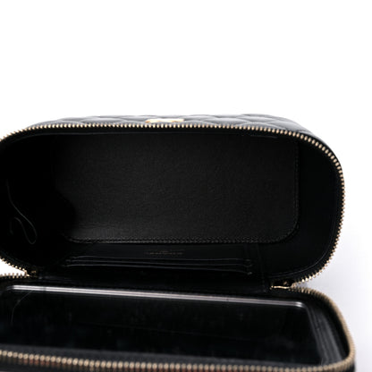 Chanel Lambskin Quilted Metal Small Top Handle Vanity Case With Chain Black 5 of 10