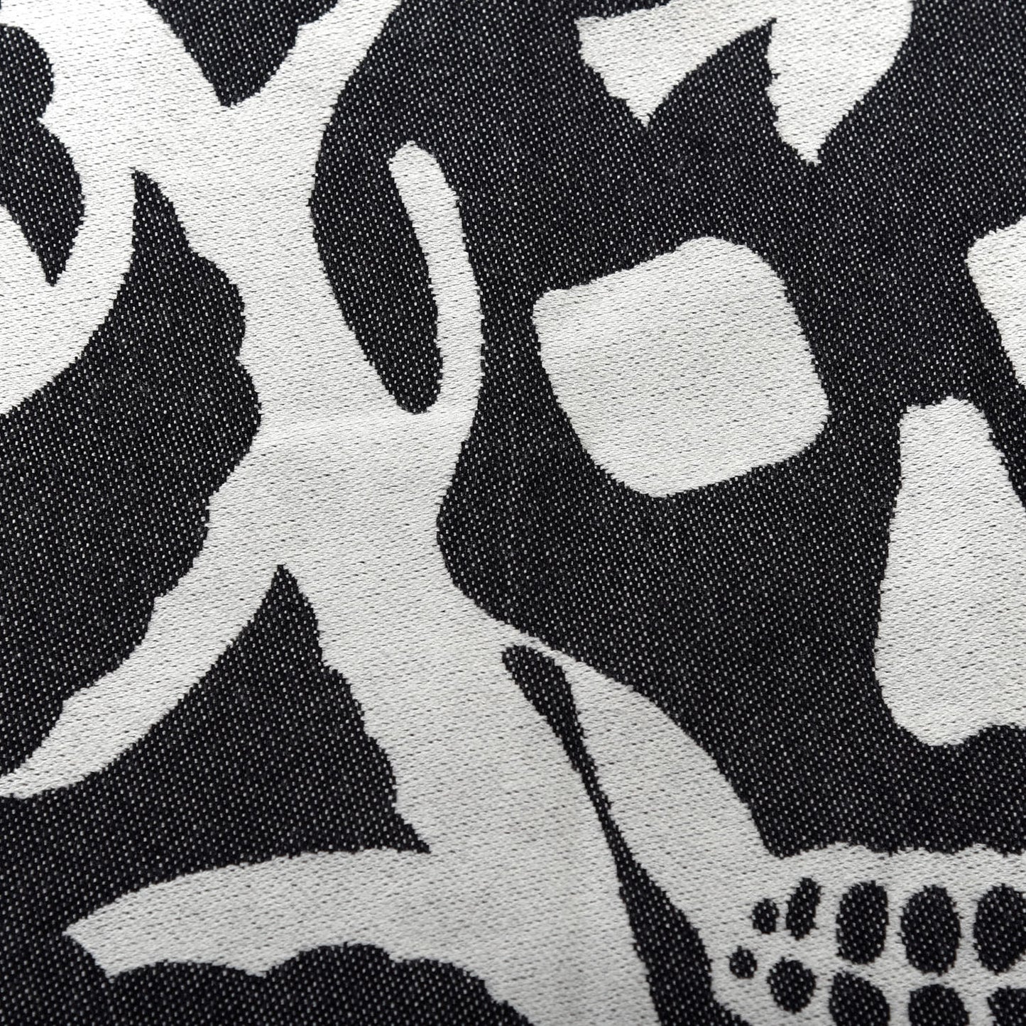 Wool Skull Bird Stole Scarf Black