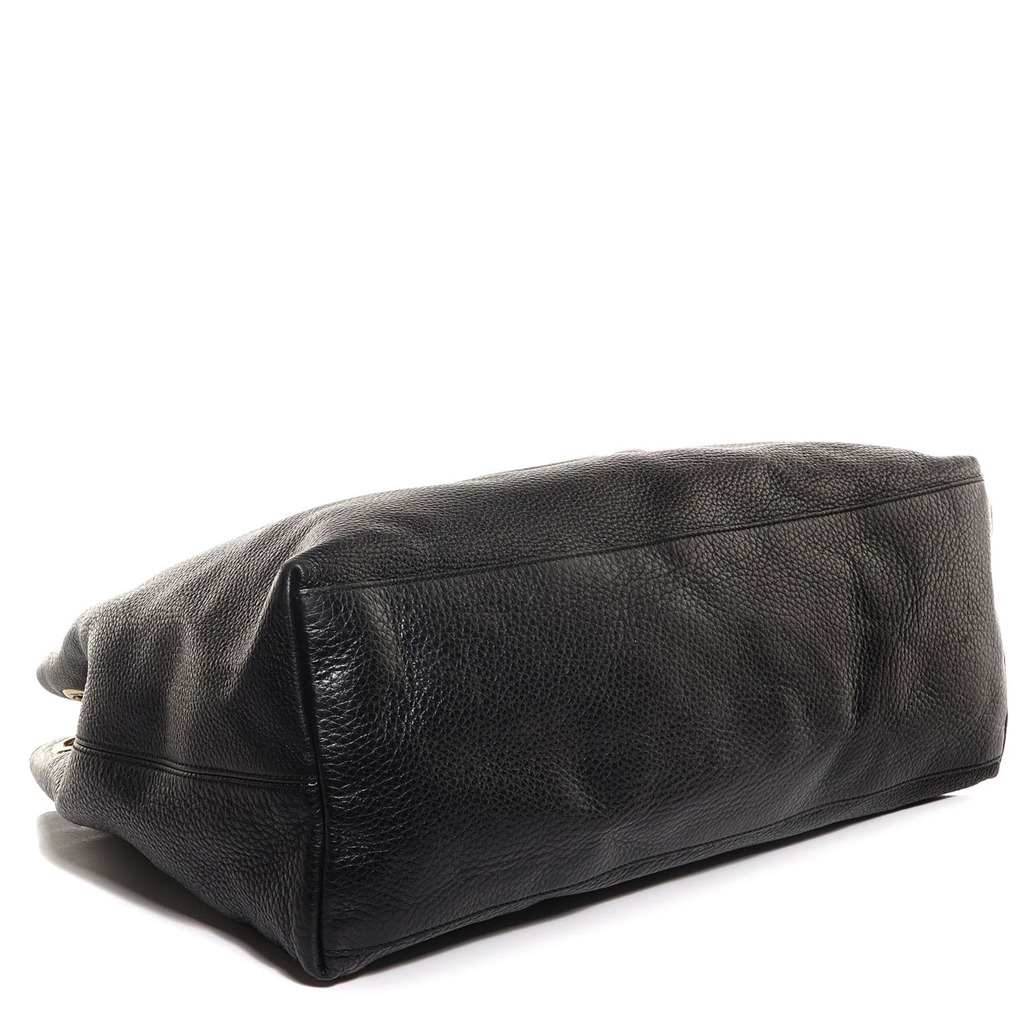 Pebbled Calfskin Large Soho Chain Shoulder Bag Black