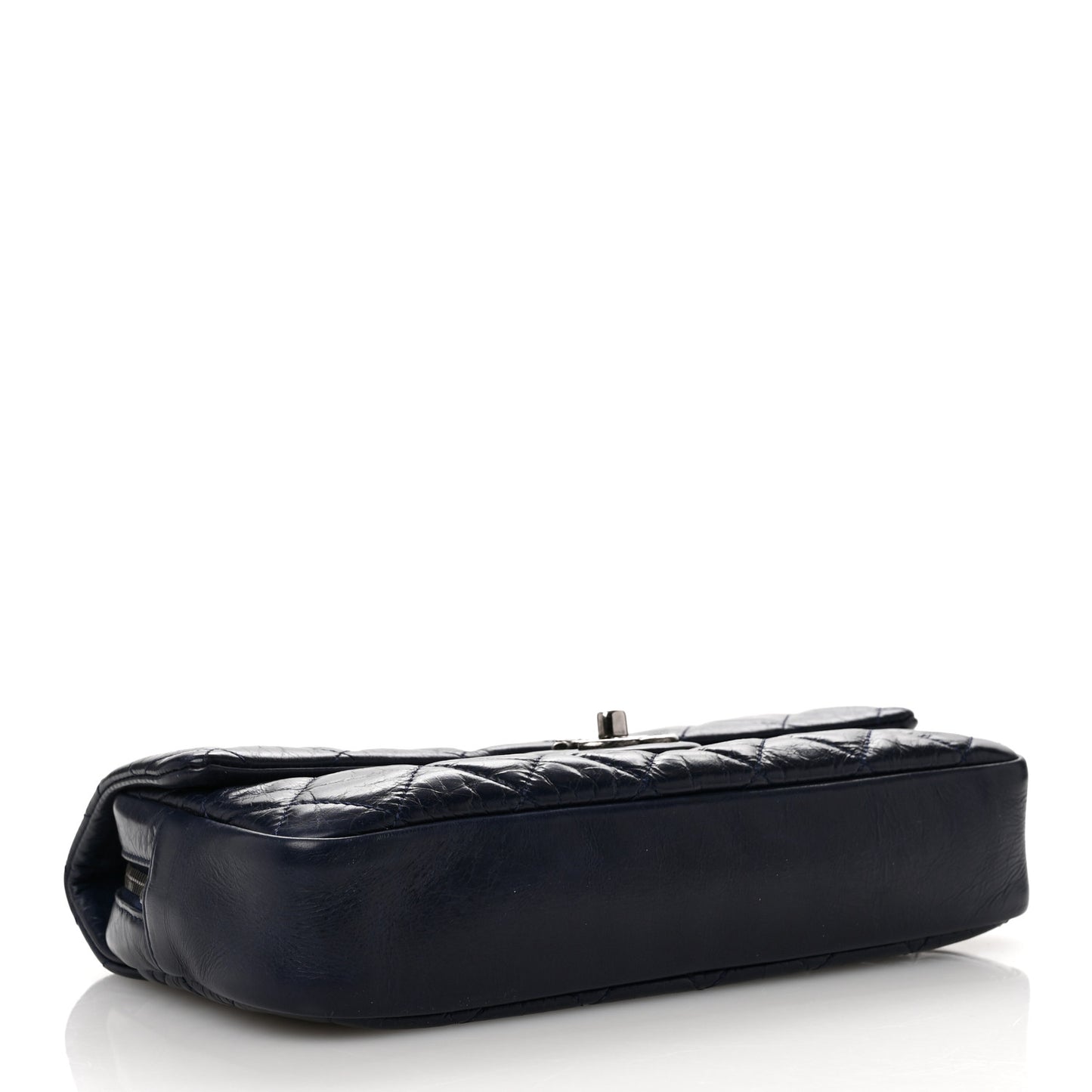 Glazed Calfskin Quilted Medium Duo Color Flap Blue