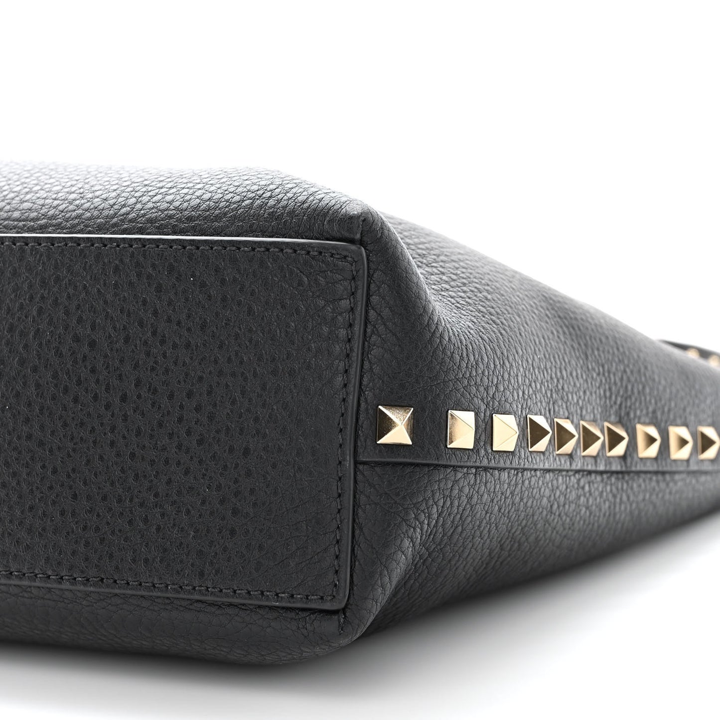 Grained Calfskin Small Rockstud Flip Lock Tote Black Rose Quartz