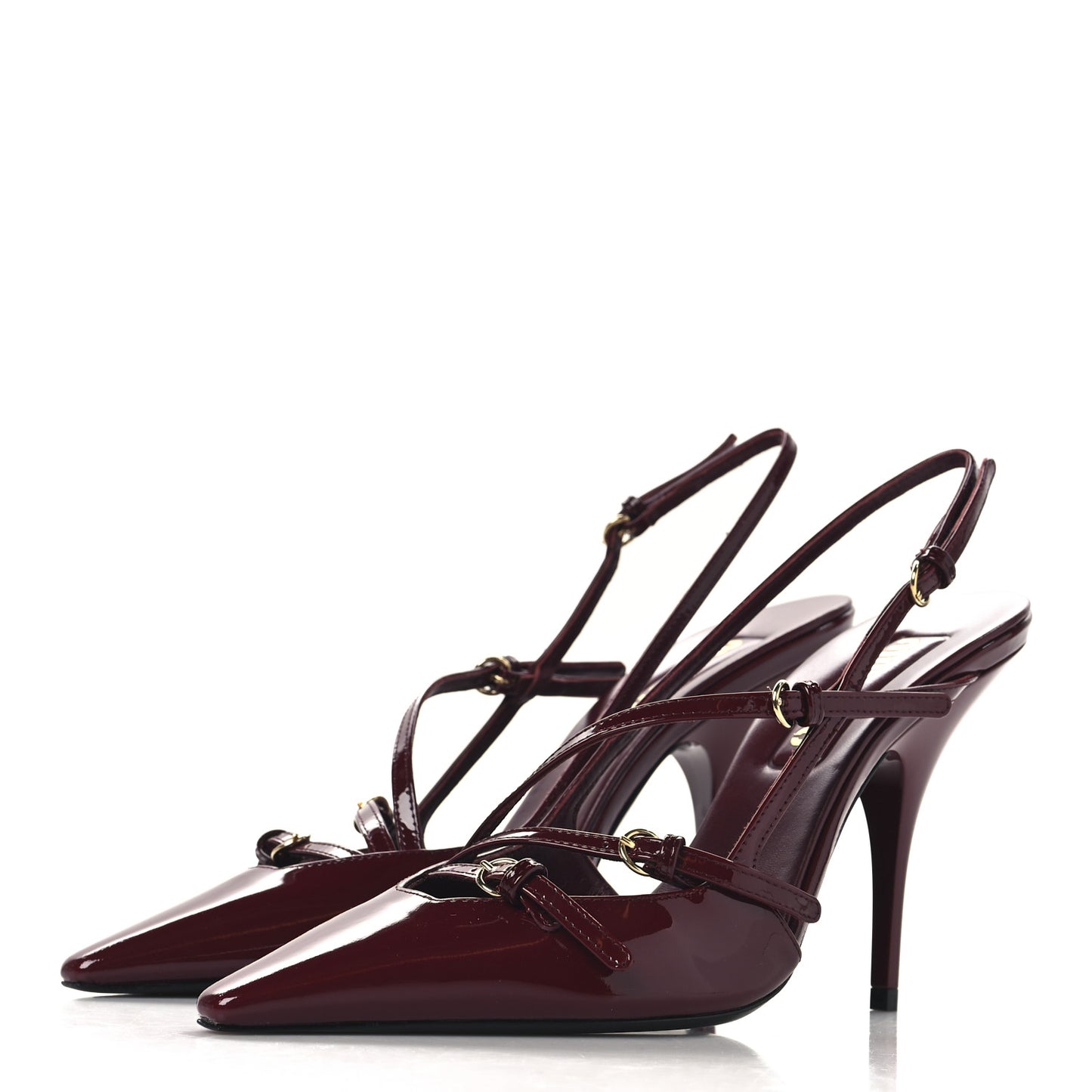 Vernice Buckle Slingback Pumps 37.5 Porpora