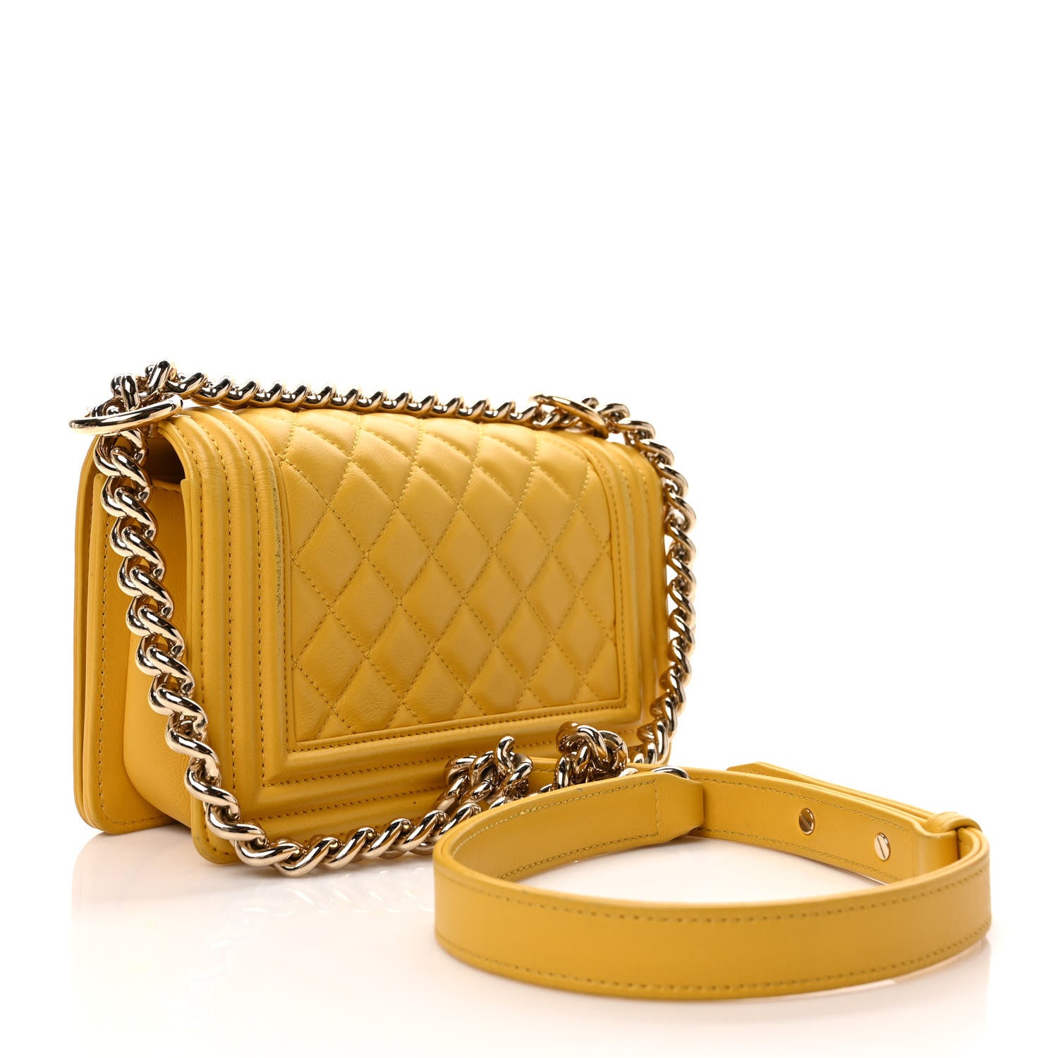 Chanel Lambskin Quilted Small Boy Flap Yellow 3 of 12