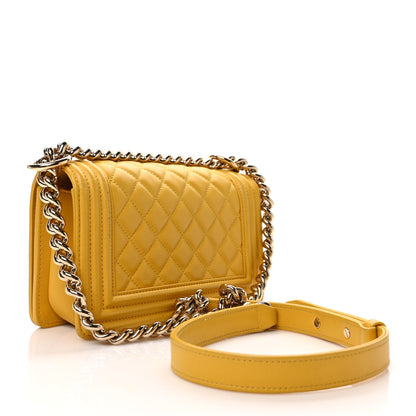 Chanel Lambskin Quilted Small Boy Flap Yellow 3 of 12