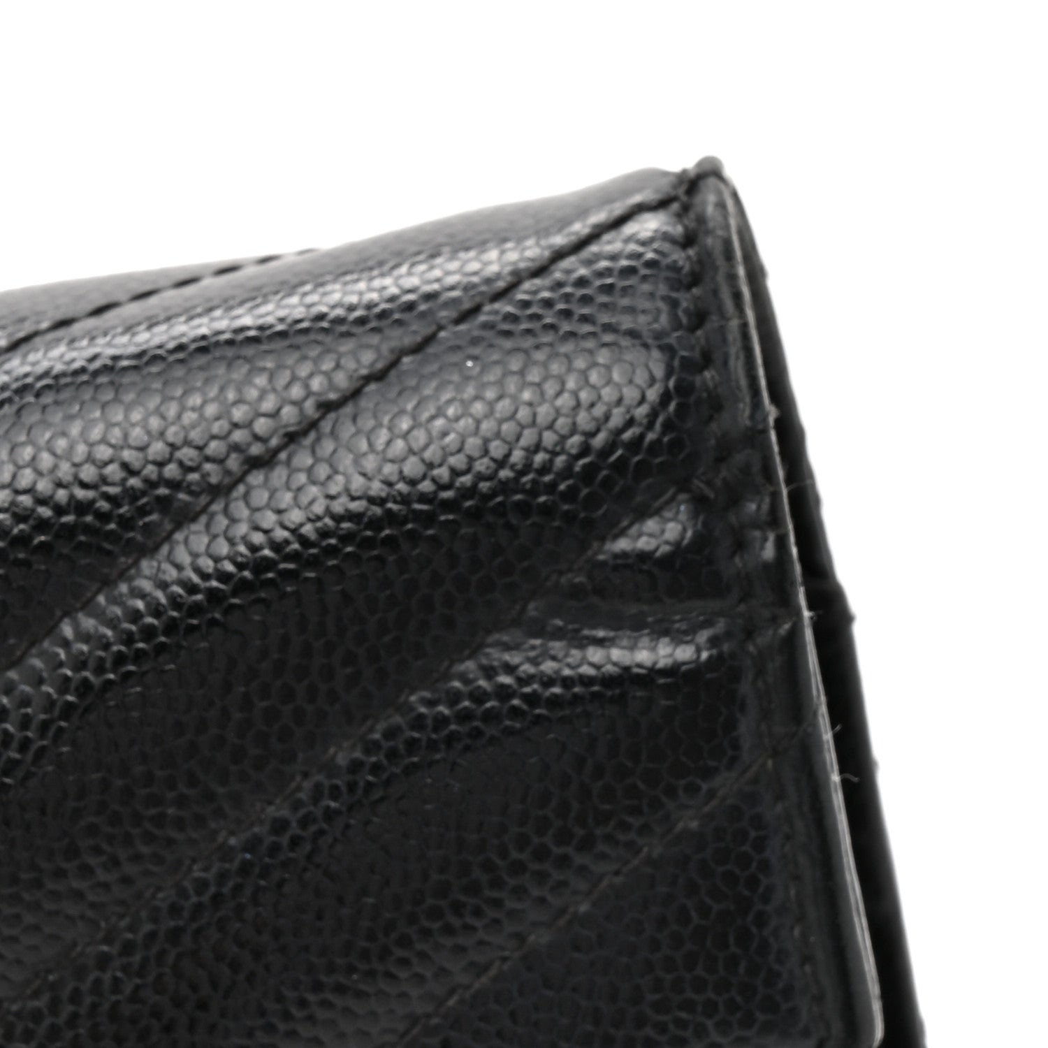 Saint Laurent Grain De Poudre Matelasse Chevron Monogram Chain Wallet Black 13 of 15