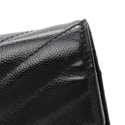 Saint Laurent Grain De Poudre Matelasse Chevron Monogram Chain Wallet Black 13 of 15