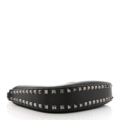 Valentino Garavani Grained Calfskin Rockstud Hobo Bag Black 4 of 9