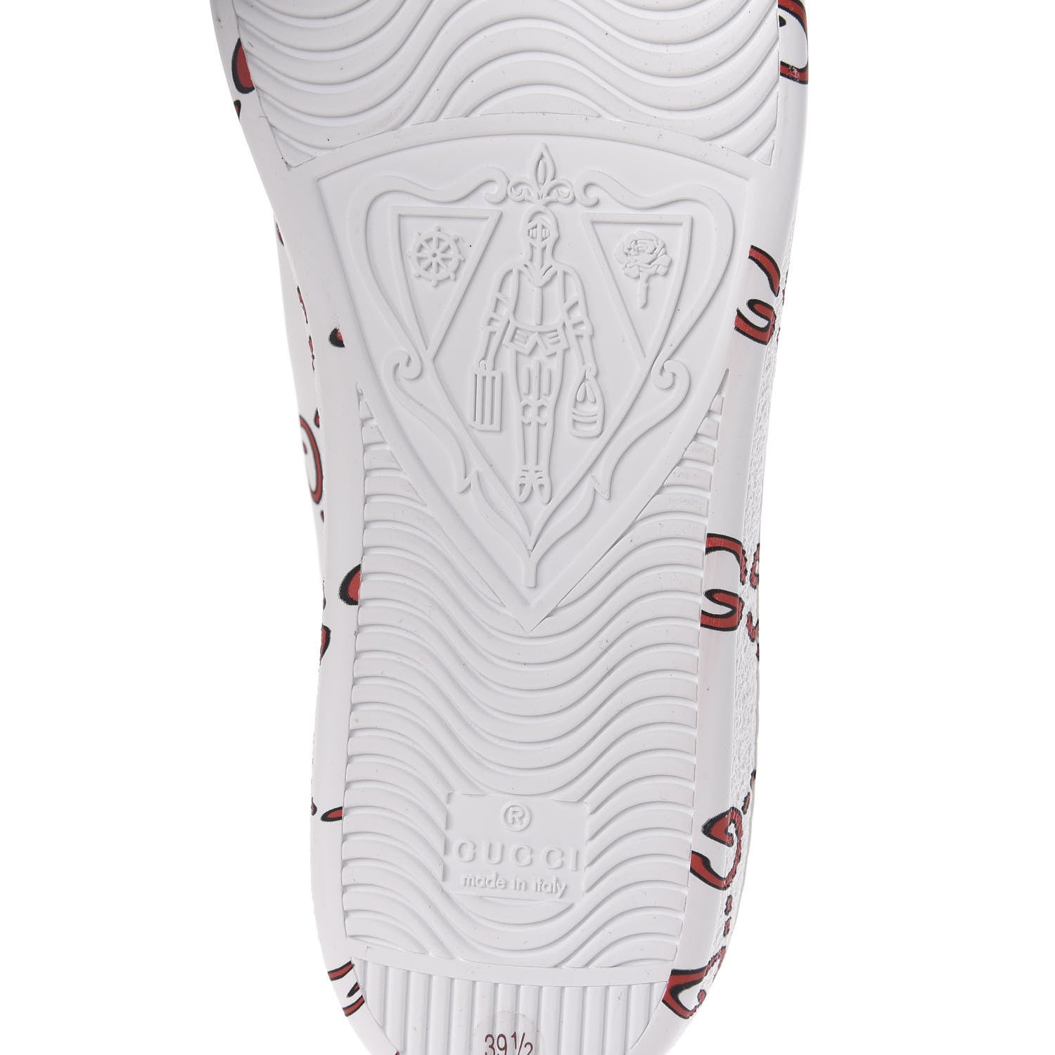 Gucci Calfskin GucciGhost Print Womens Ace Sneakers 39.5 White Hibiscus Red 8 of 10