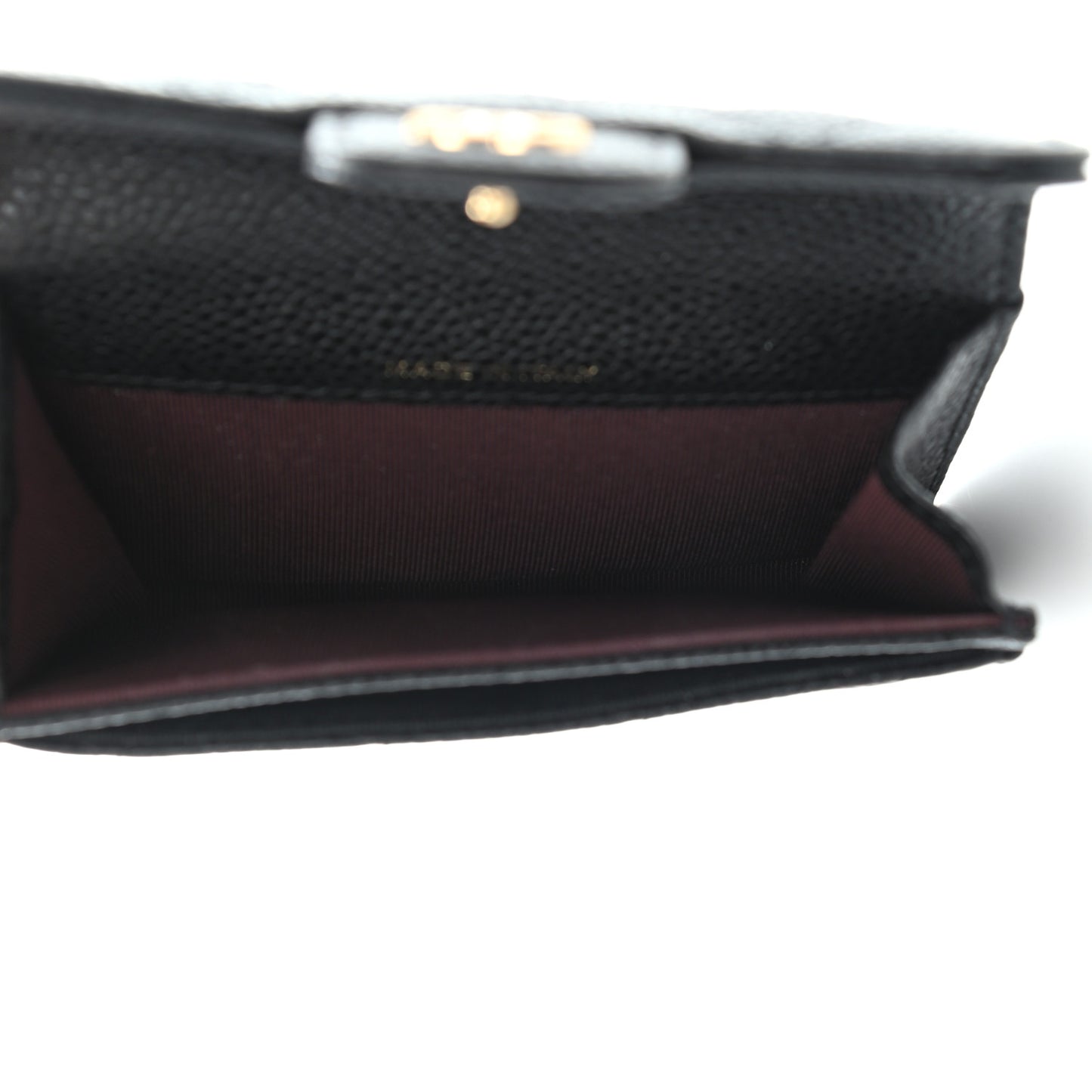 Caviar Quilted Flap Card Holder Wallet Black