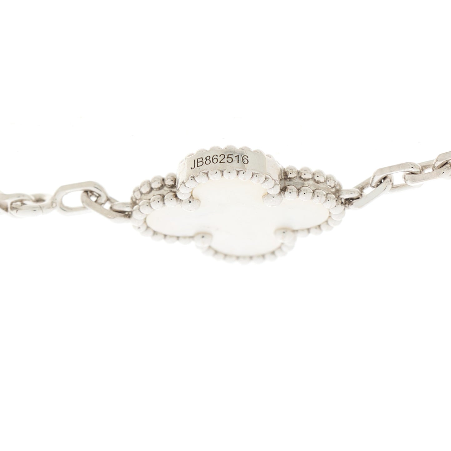18K White Gold Mother of Pearl 5 Motifs Vintage Alhambra Bracelet