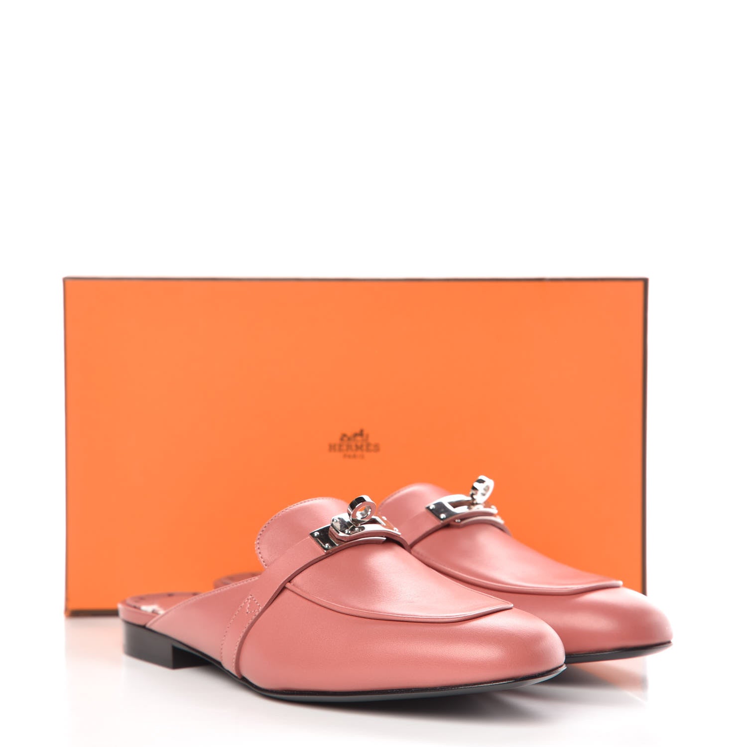 Hermes Calfskin Oz Mules 37 Rouge Blush 8 of 8