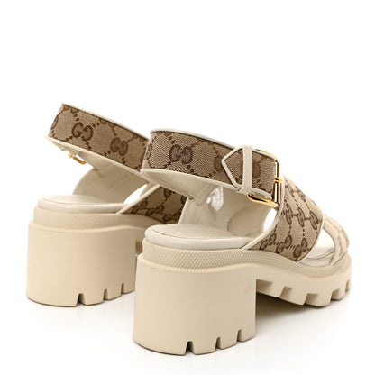 Gucci Monogram Granada Kid Trip 40/72mm Lug Sole Sandals 38 Beige Ebony Mystic White 4 of 10