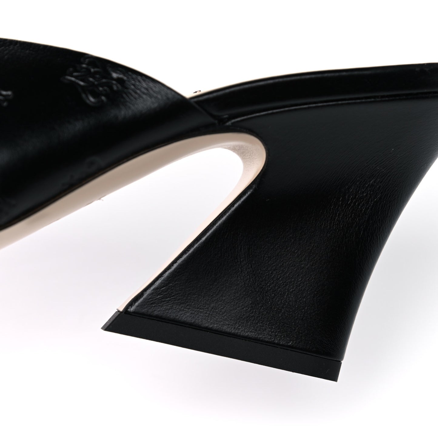 Calfskin Karligraphy Embossed Ffreedom Mules 39 Black
