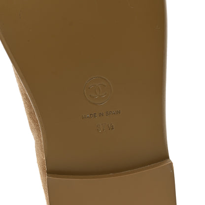 Chanel Suede Calfskin CC Loafers 37.5 Dark Beige 7 of 10