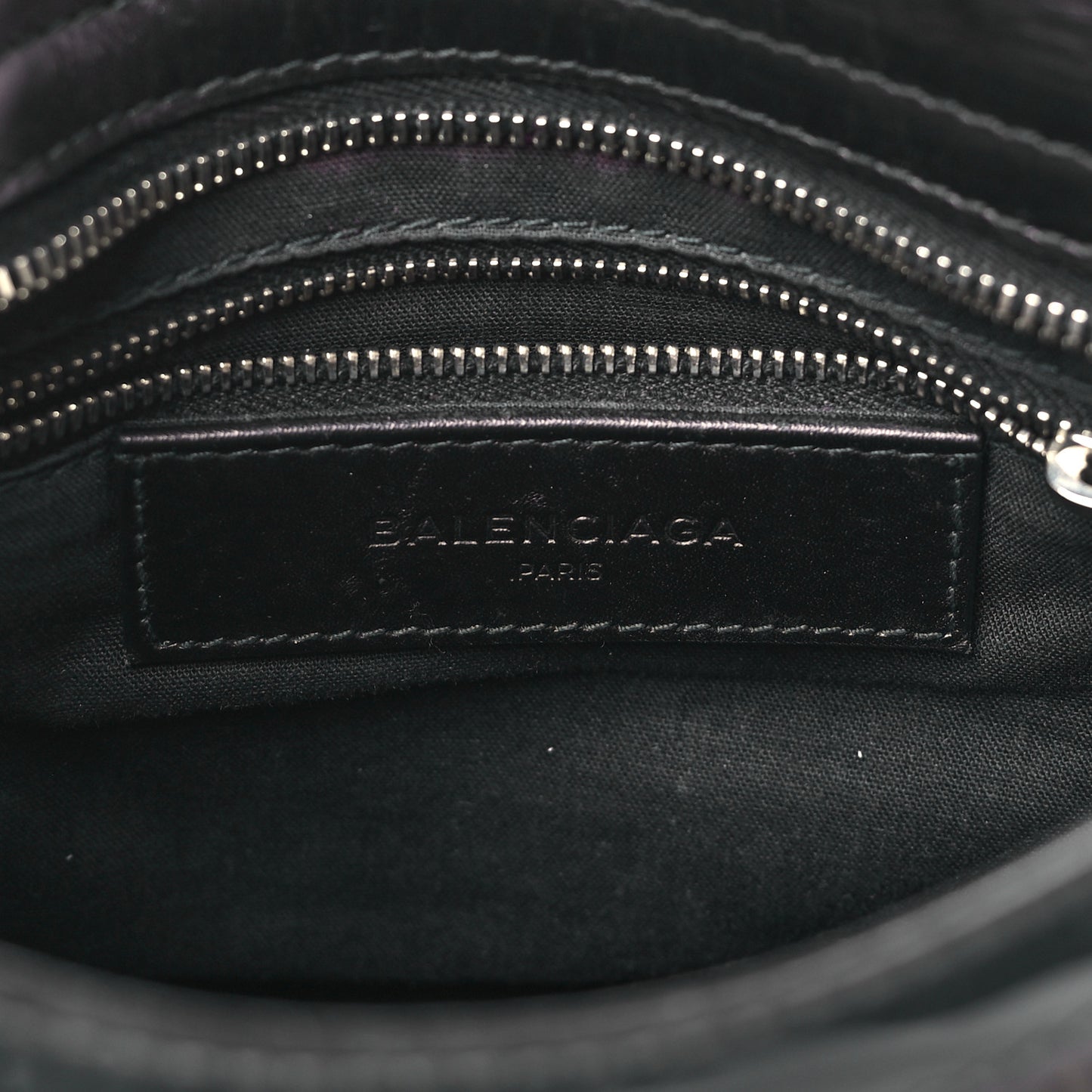 Smooth Calfskin Metallic Patent Giant 12 Silver Hardware Mini City Black Gris