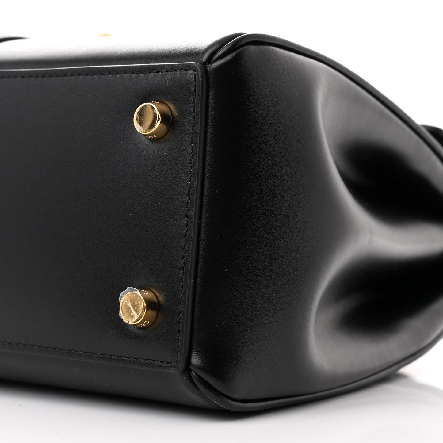 Satinated Calfskin Small 16 Top Handle Bag Black