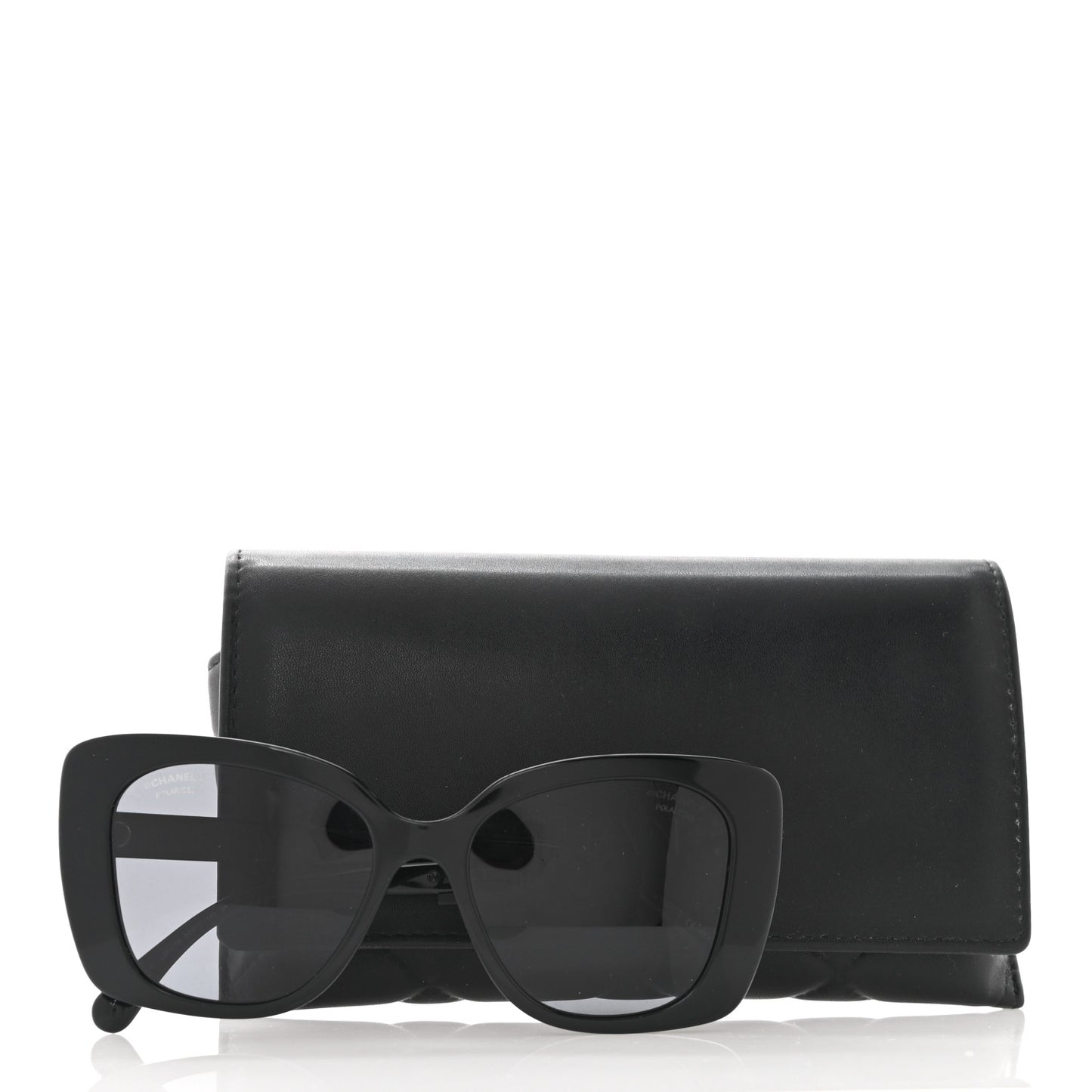 Acetate Strass Polarized Square Sunglasses 5422-B Black
