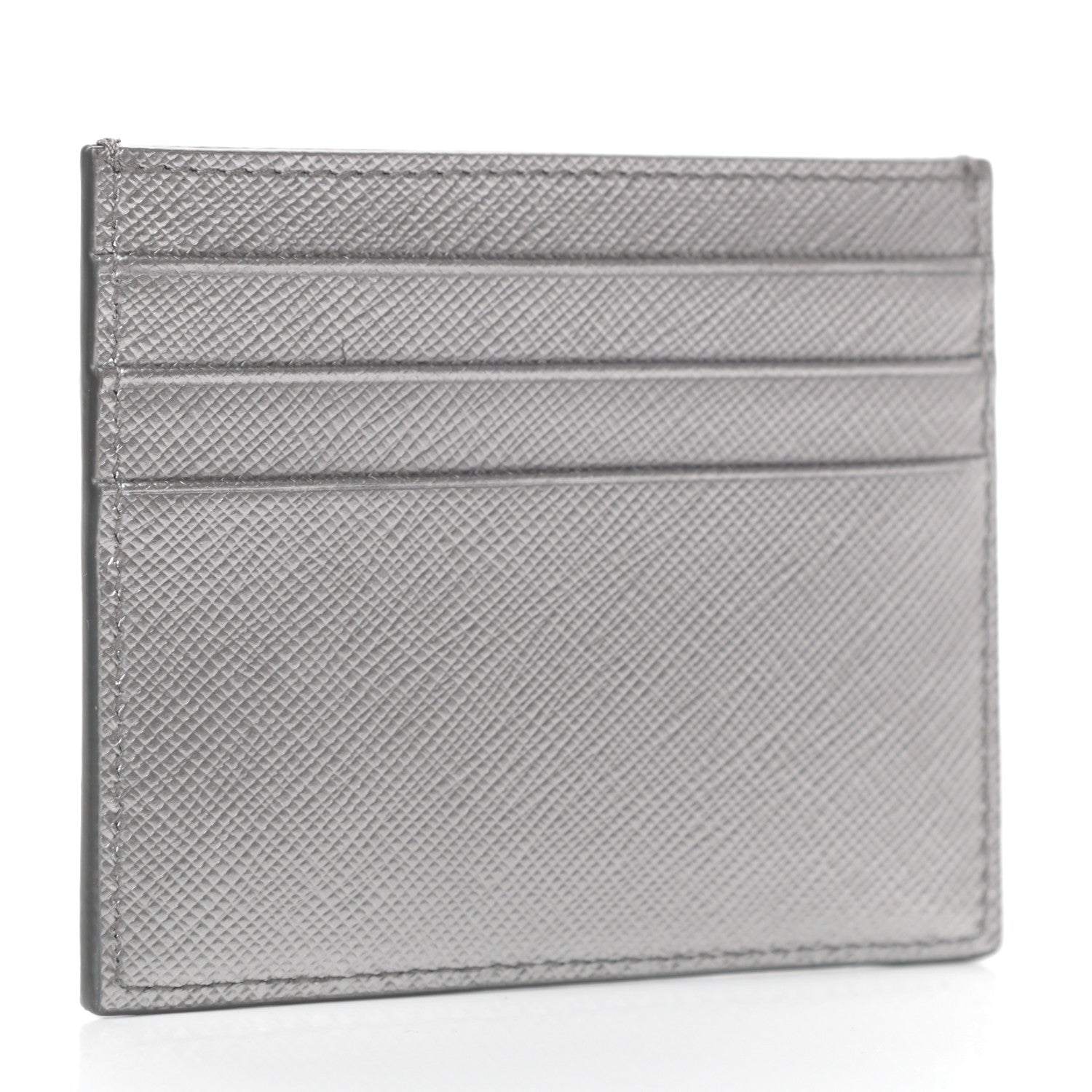 Prada Metallic Saffiano Triangle Card Holder Cromo 3 of 6