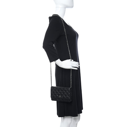 Chanel Lambskin Quilted Wallet On Chain WOC Black 2 of 11