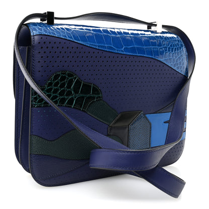Hermes Shiny Alligator Swift Perforated Lizard Endless Road Constance 24 Bleu Zellige Bleu Encre Blue Nuit Vert Anglais 3 of 11