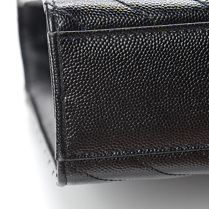 Saint Laurent Grain De Poudre Matelasse Chevron Large Monogram Satchel Black 10 of 10