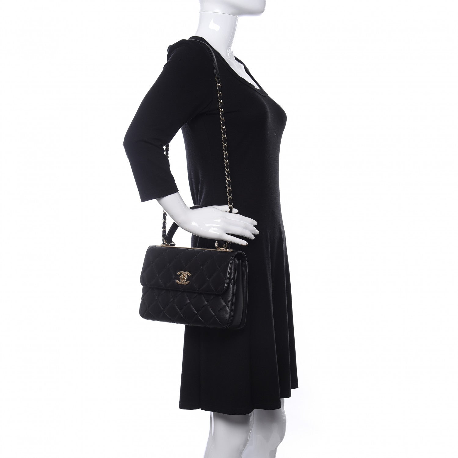 Chanel Lambskin Quilted Small Trendy CC Dual Handle Flap Bag Black 2 of 11