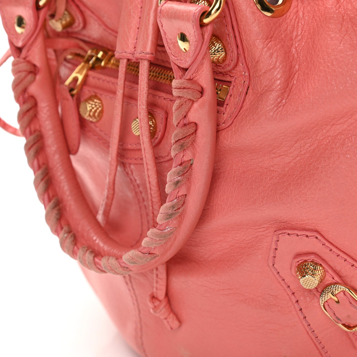 Agneau Giant 12 Gold Hardware Mini Pompon Rose Azalee